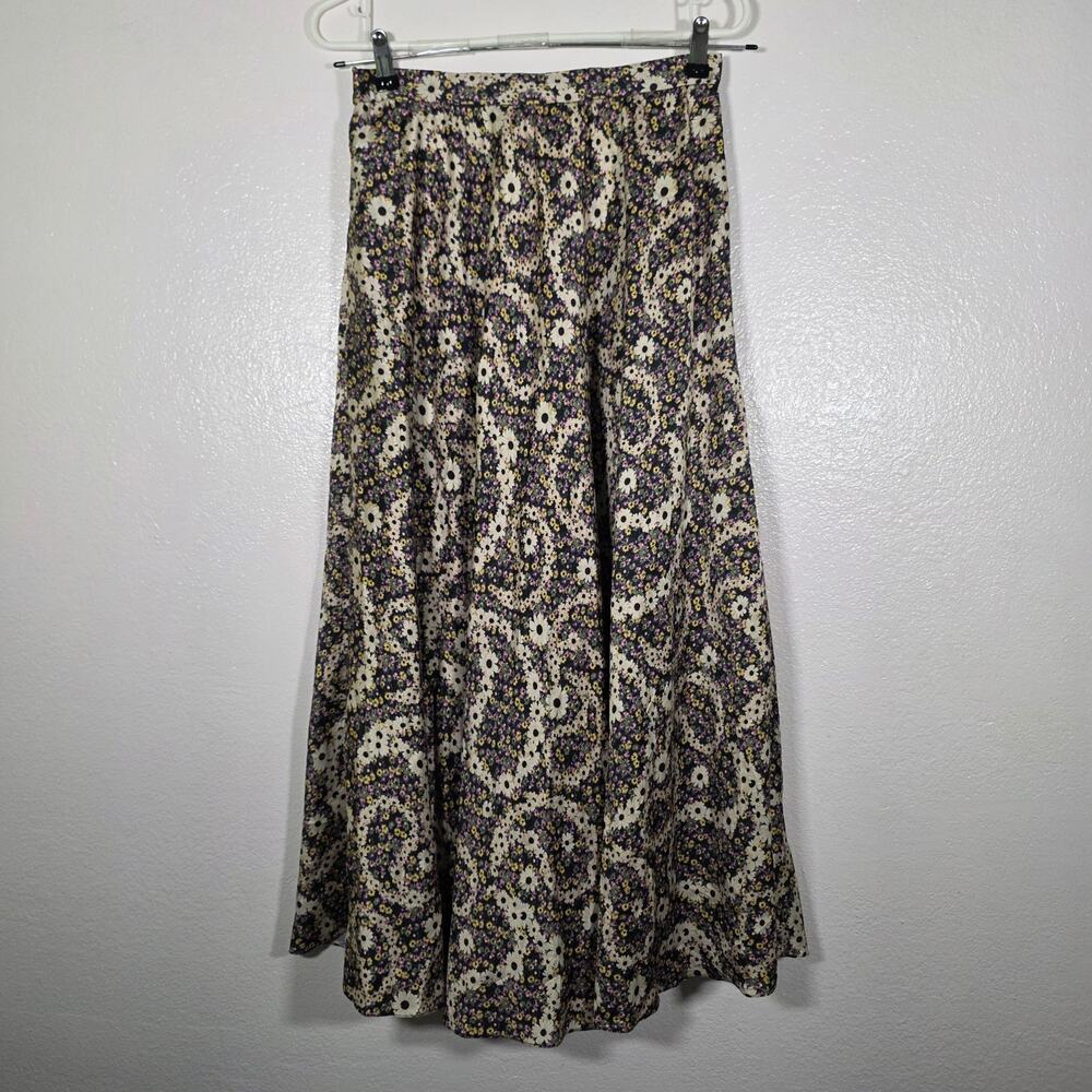 Sandro Floral Maxi Skirt Pleated Back Zip Women’s Size 6